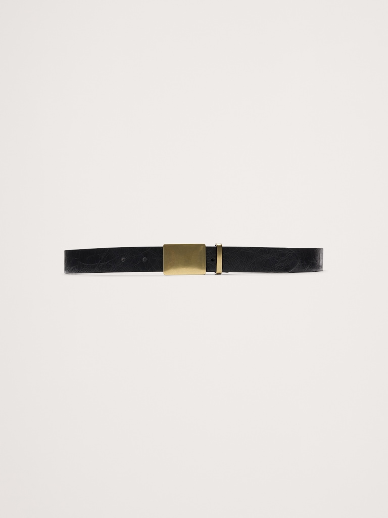 Leather Solid-Buckle Belt