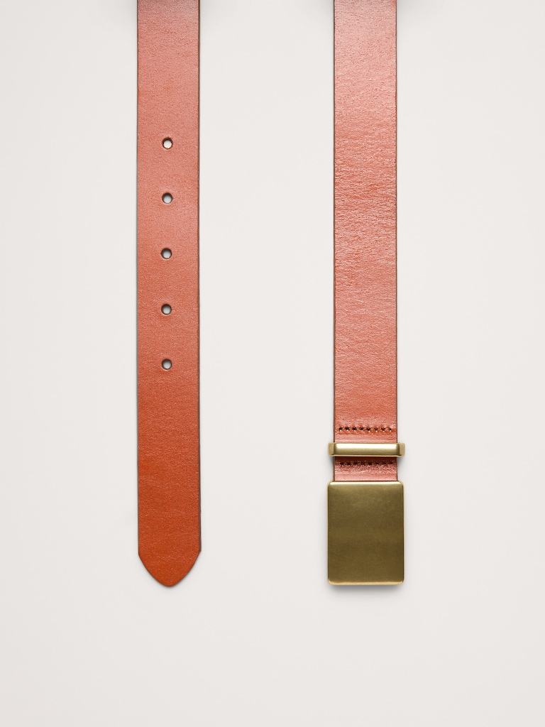 Leather Solid-Buckle Belt
