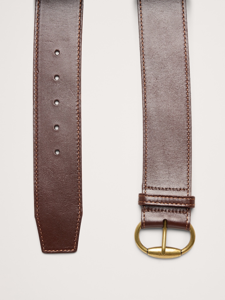 Leather Square-Tail Belt