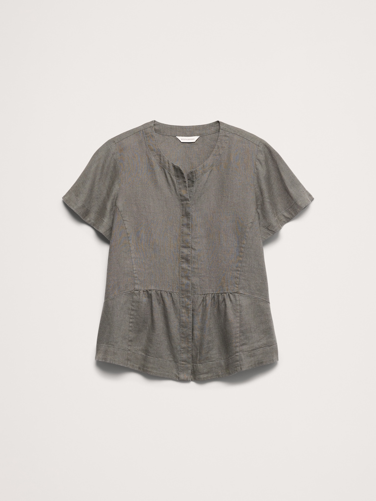Linen Flutter-Sleeve Top