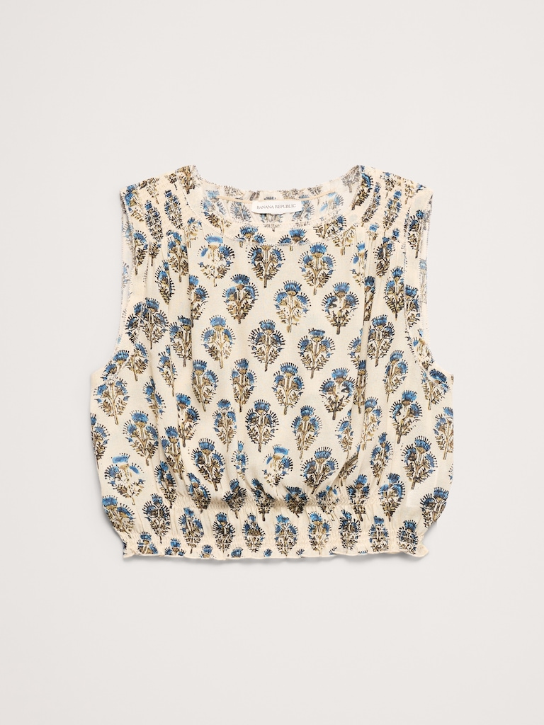 Smocked Georgette Cropped Tank