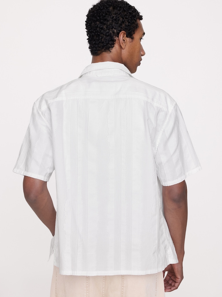 Relaxed-Fit Cotton-Linen Jacquard Resort Shirt