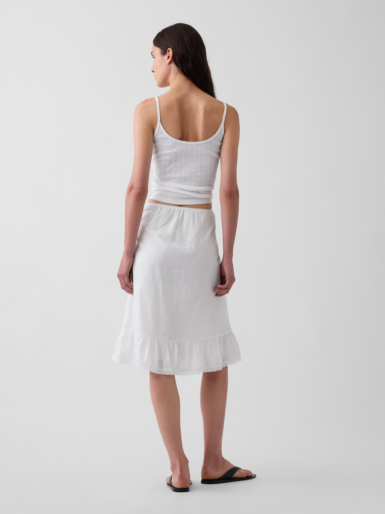 Ruffle-Hem Easy Knee-Length Skirt