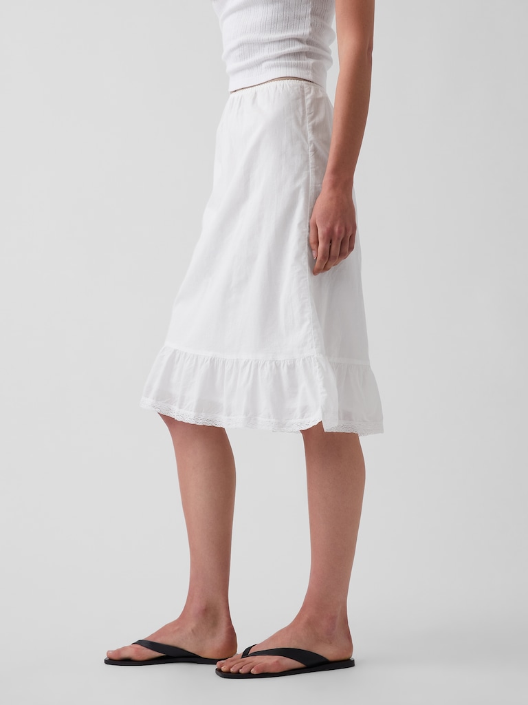 Ruffle-Hem Easy Knee-Length Skirt