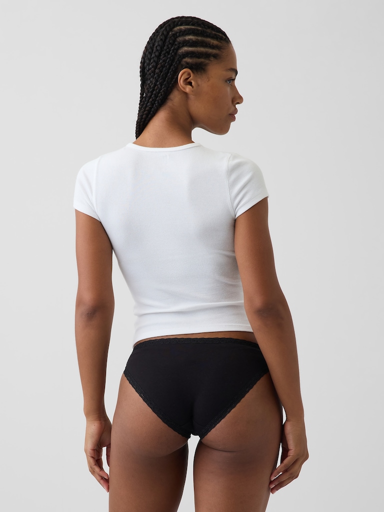 MadeSoft Organic Stretch Cotton Lace-Trim Bikini