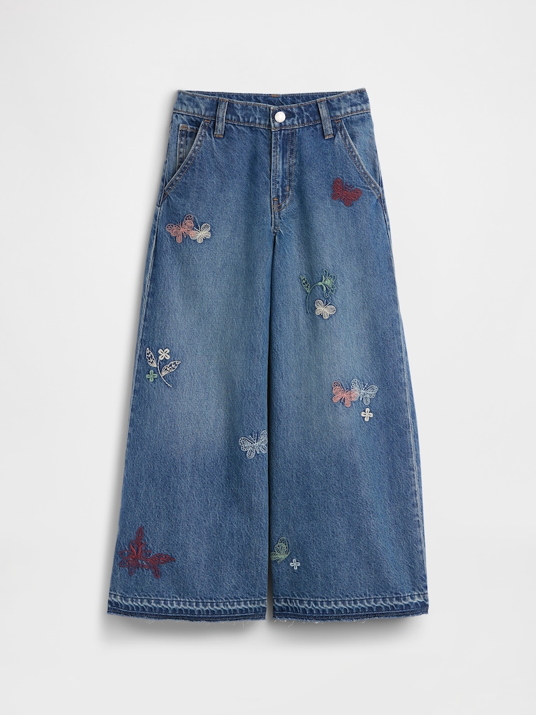 Kids Low Rise Embroidered Baggy Jeans