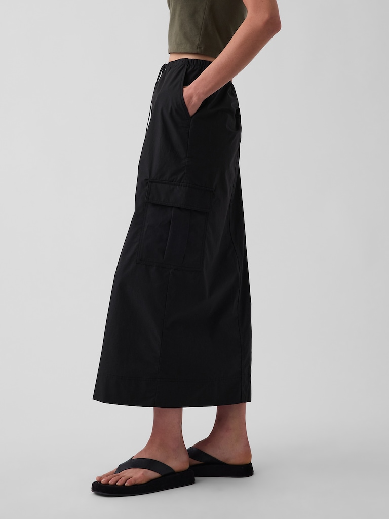 Poplin Easy Cargo Maxi Skirt