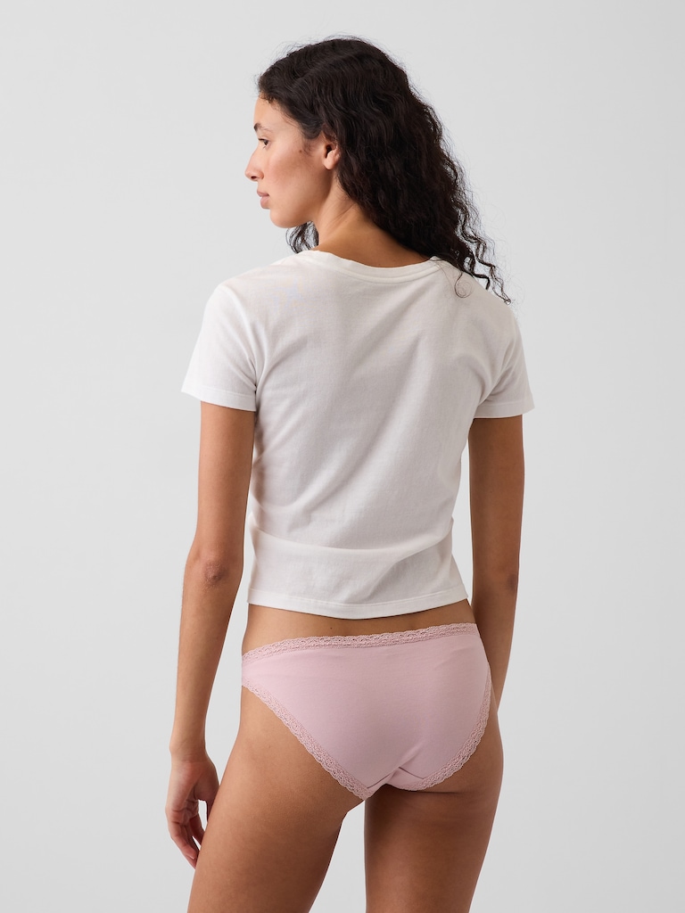 MadeSoft Organic Stretch Cotton Lace-Trim Bikini