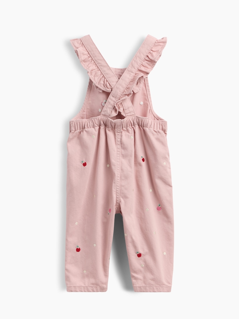 Baby Embroidered Apple Ruffle Overalls