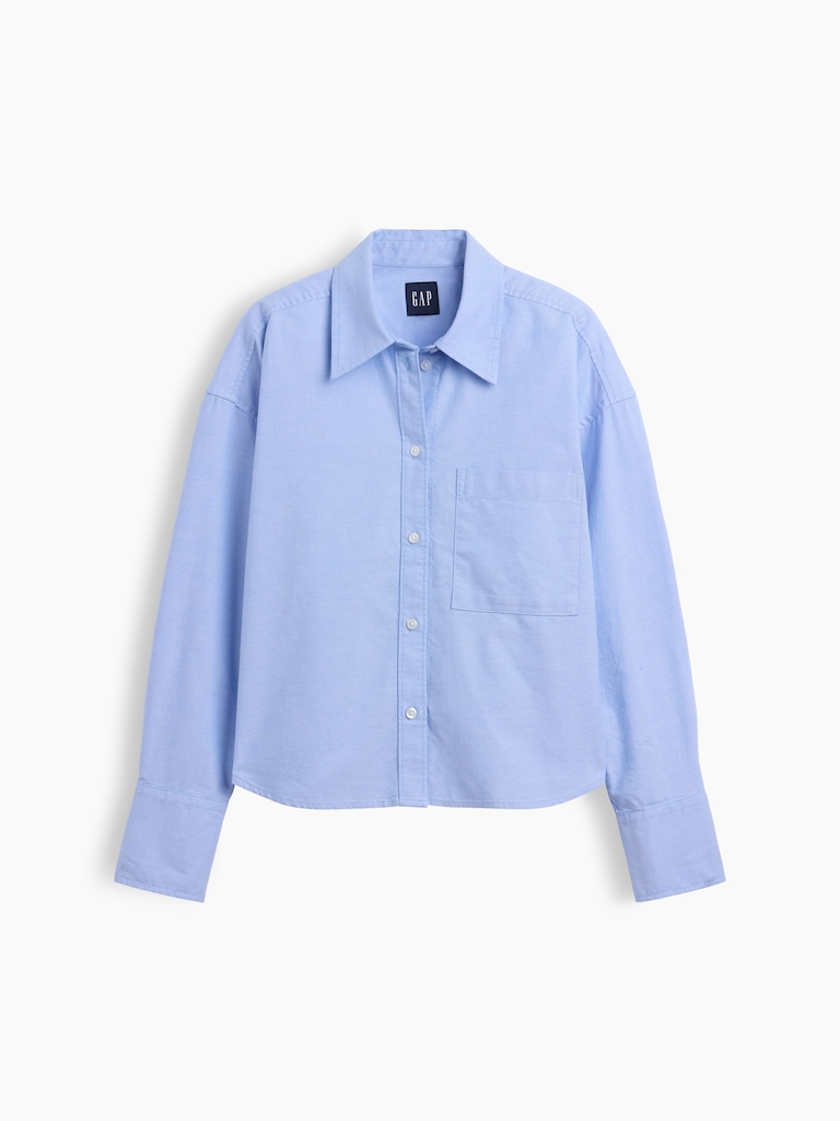 Organic Cotton Oversized Crop Oxford Shirt