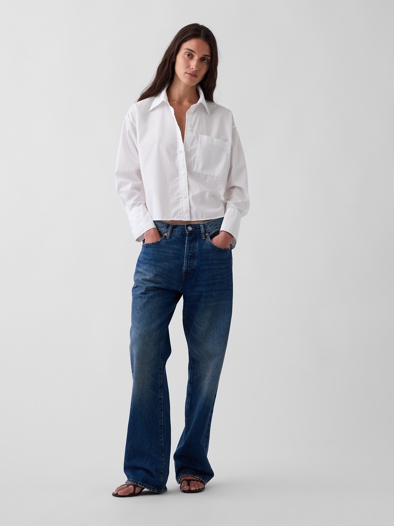 Organic Cotton Poplin Oversized Crop Shirt