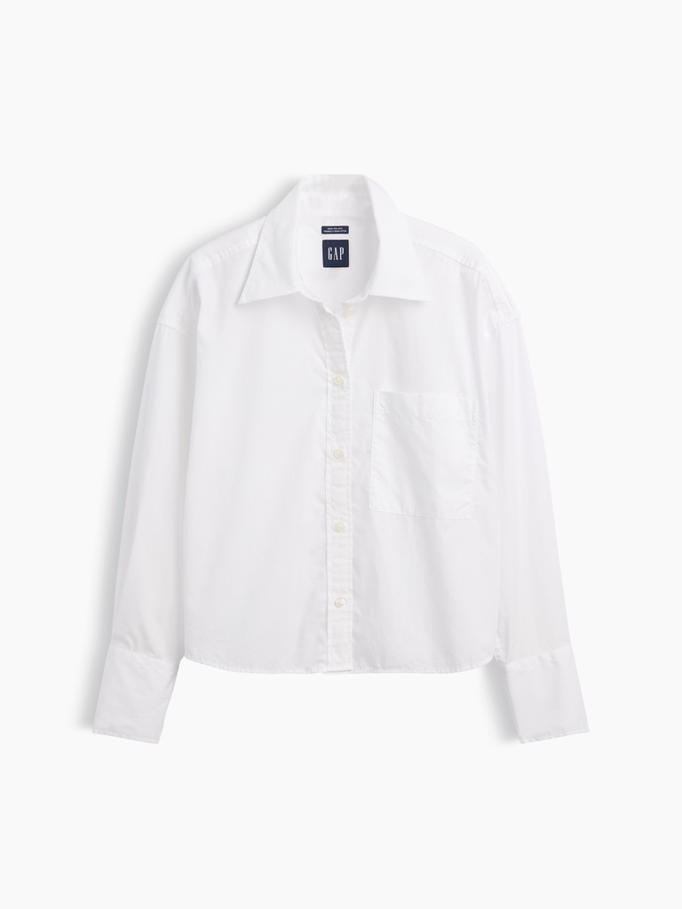 Organic Cotton Poplin Oversized Crop Shirt