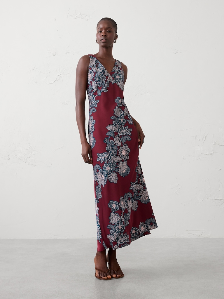 Bias-Side Slit Maxi Dress