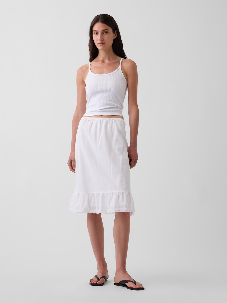 Ruffle-Hem Easy Knee-Length Skirt