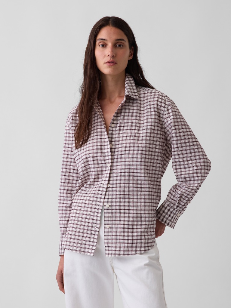 Seersucker Plaid Oversized Shirt