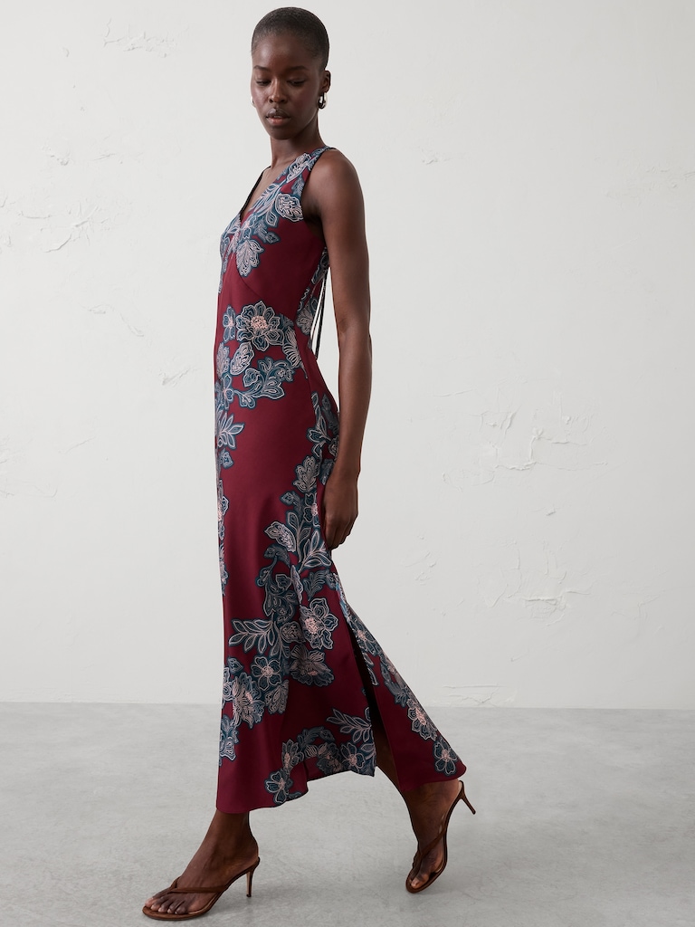 Bias-Side Slit Maxi Dress