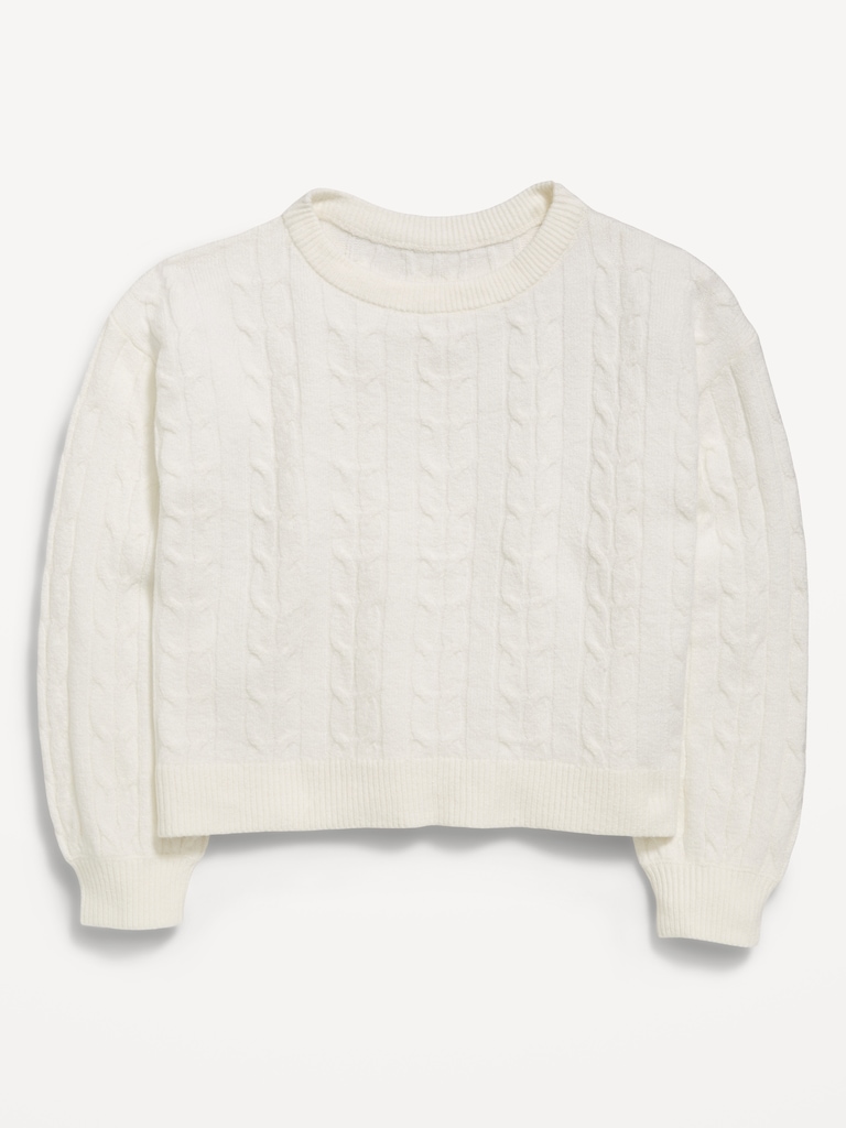 Long-Sleeve Cable-Knit Sweater for Girls