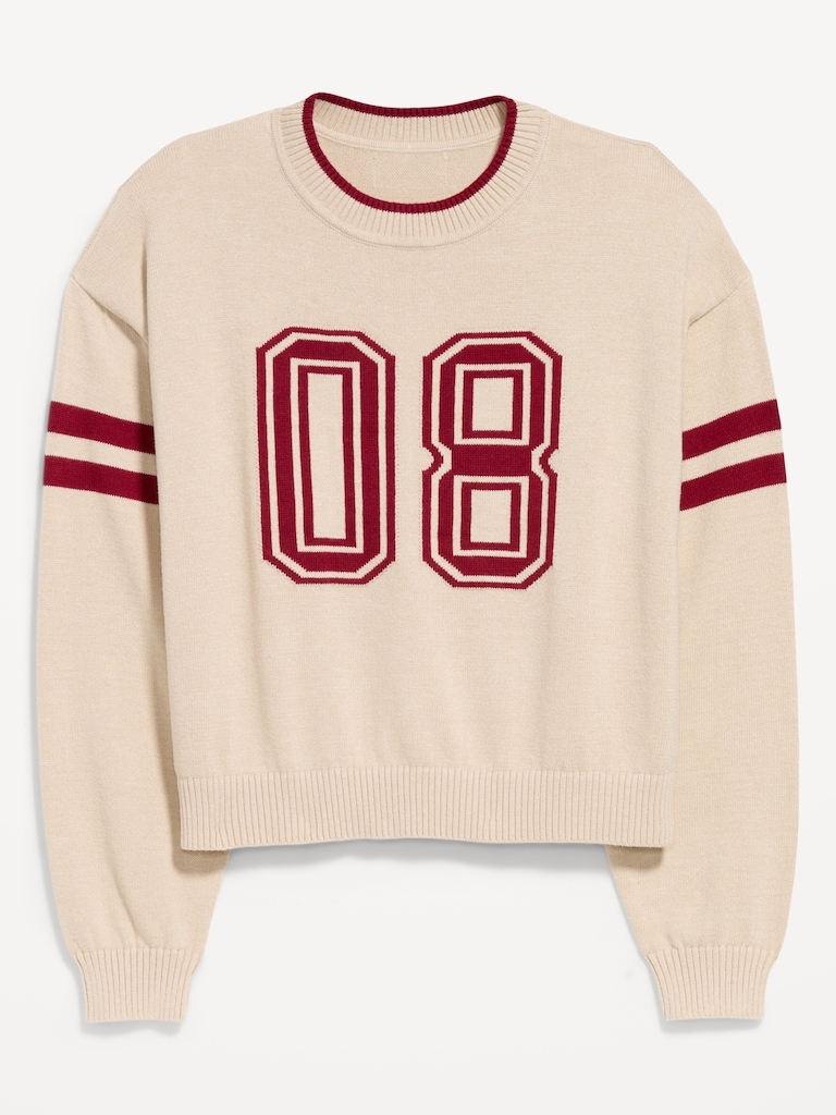 SoSoft Cotton Jacquard Crew-Neck Cropped Sweatshirt