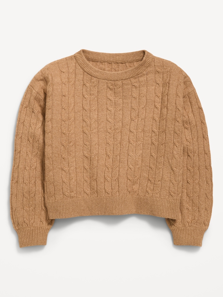 Long-Sleeve Cable-Knit Sweater for Girls