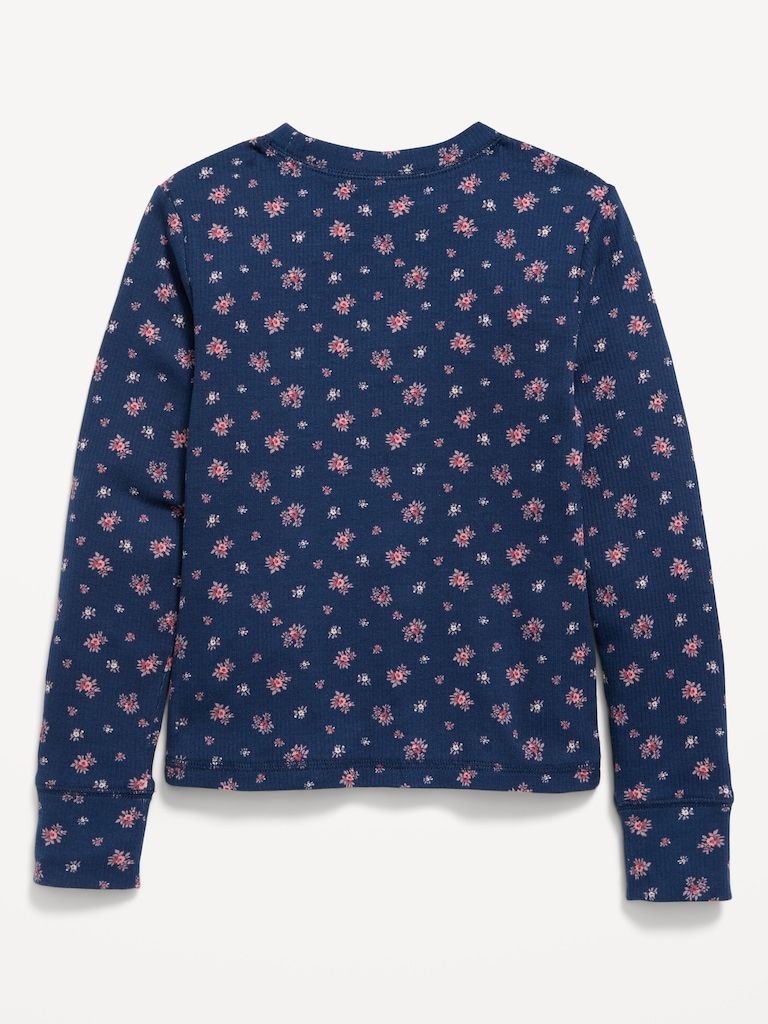 Printed Long-Sleeve Ribbed T-Shirt for Girls