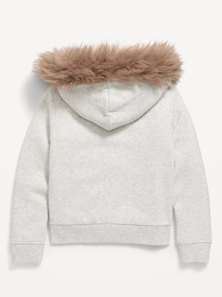 Veste à capuchon ajusté en similifourrure pour fille