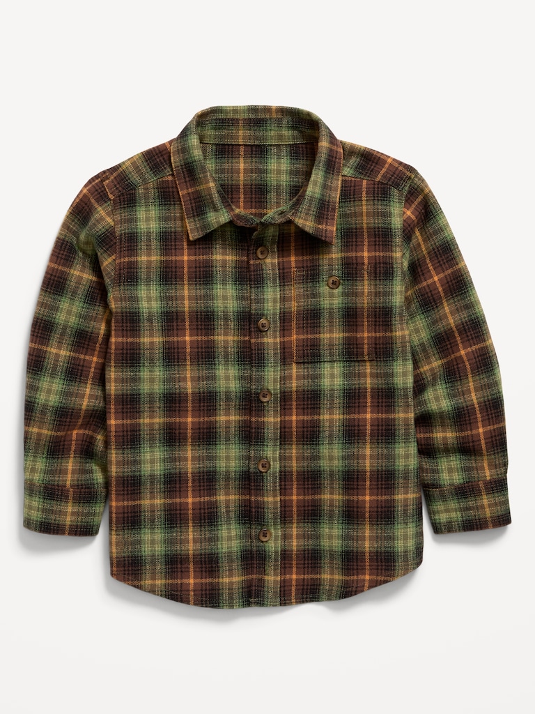 Long-Sleeve Plaid Flannel Shirt for Toddler Boys