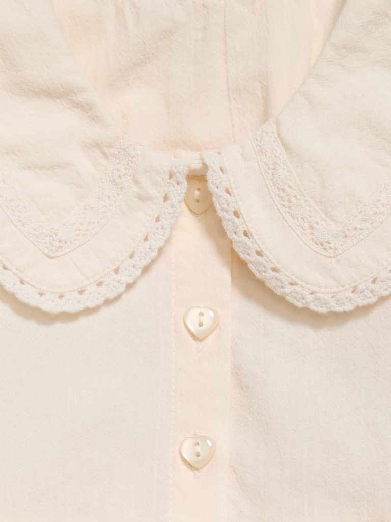 Long-Sleeve Collared Crinkled Dress for Toddler Girls