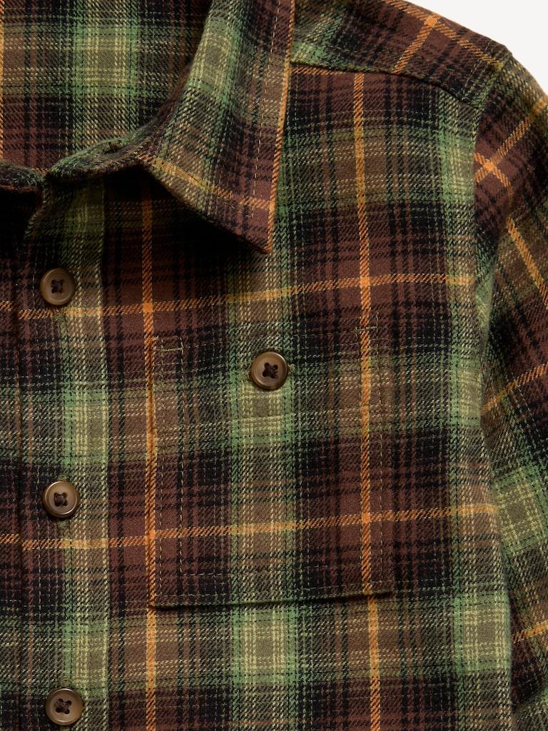 Long-Sleeve Plaid Flannel Shirt for Toddler Boys