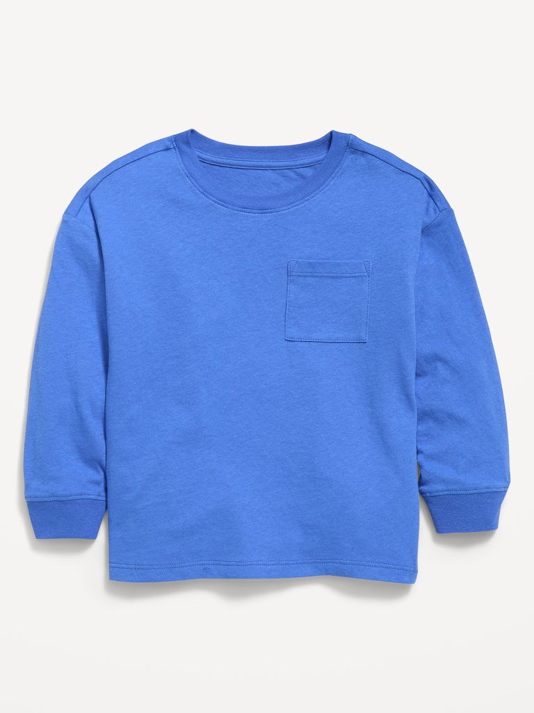 Oversized Long-Sleeve Pocket T-Shirt for Toddler Boys