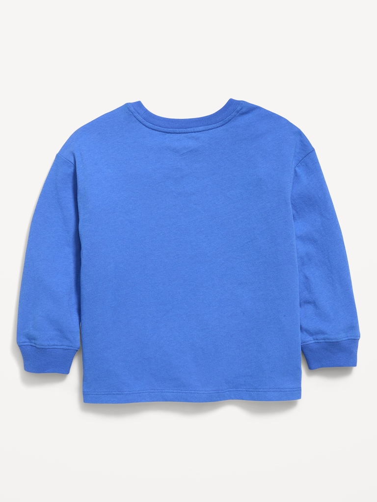 Oversized Long-Sleeve Pocket T-Shirt for Toddler Boys