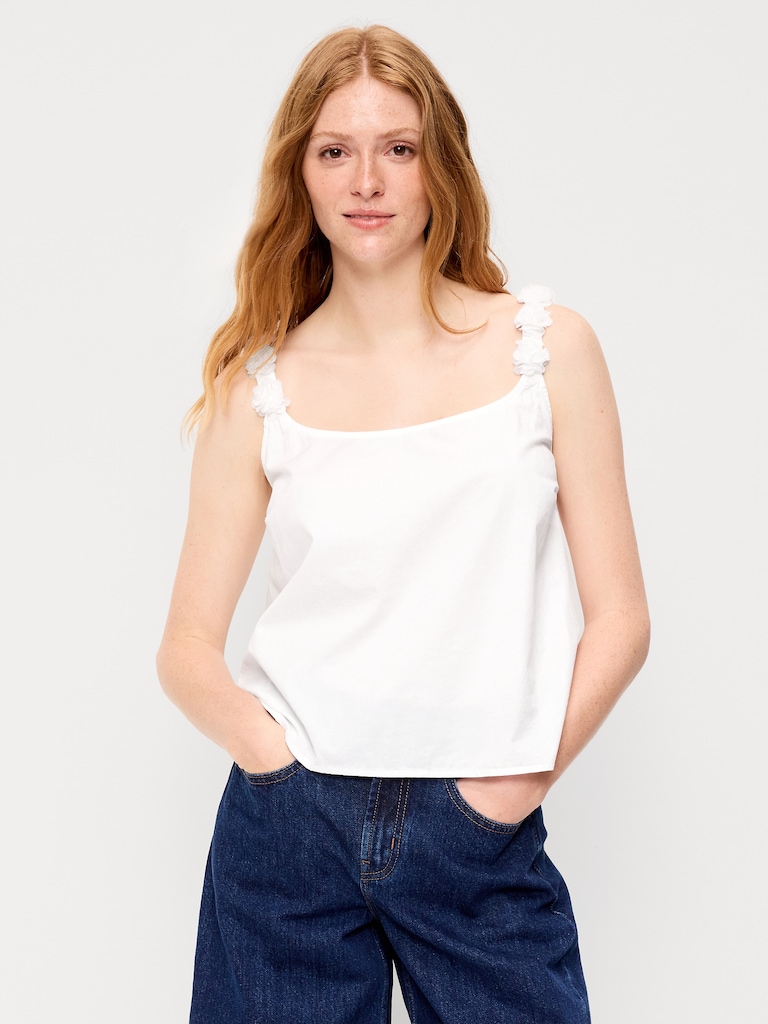 Rosette-Strap Tank Top