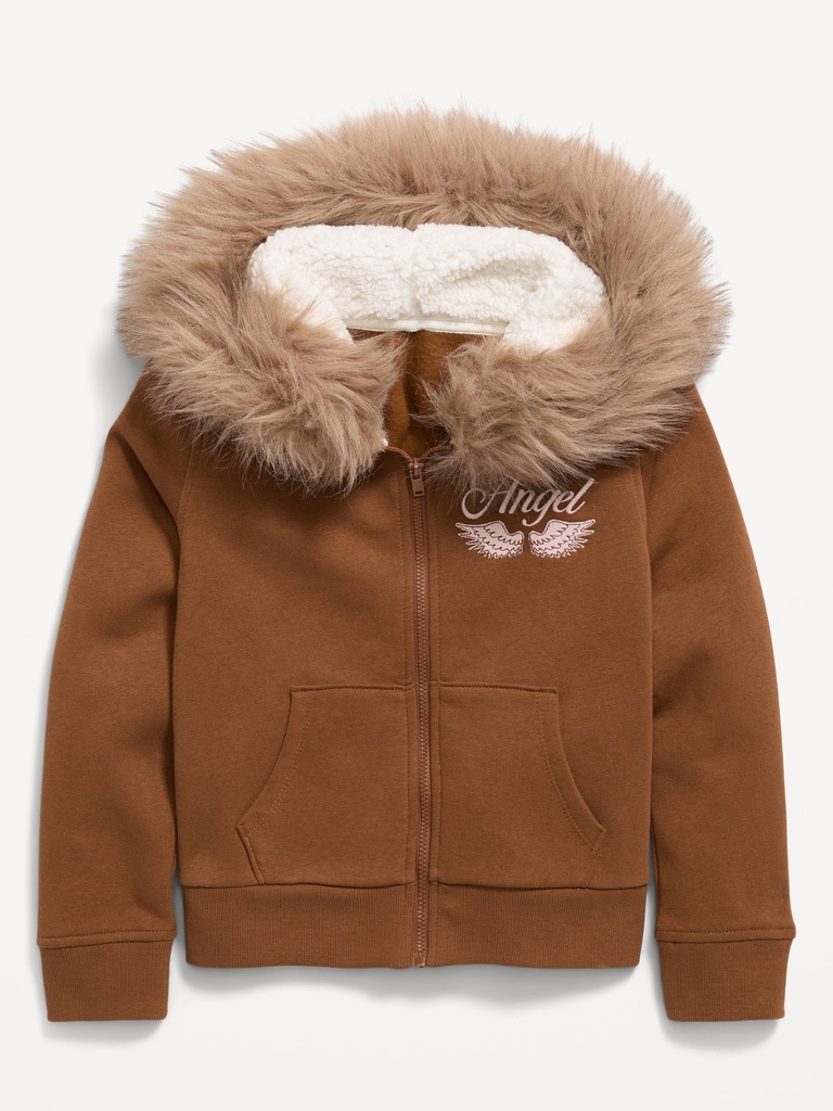 Veste à capuchon ajusté en similifourrure pour fille