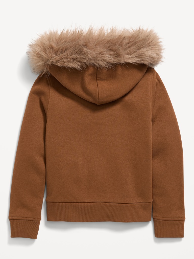Veste à capuchon ajusté en similifourrure pour fille