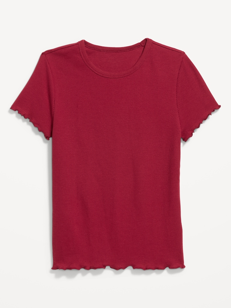 Fitted Waffle-Knit Cropped T-Shirt