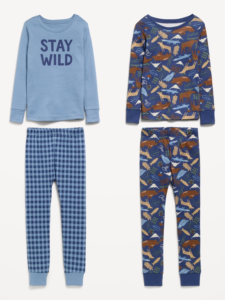 Printed Snug-Fit Pajama 4-Piece for Toddler & Baby