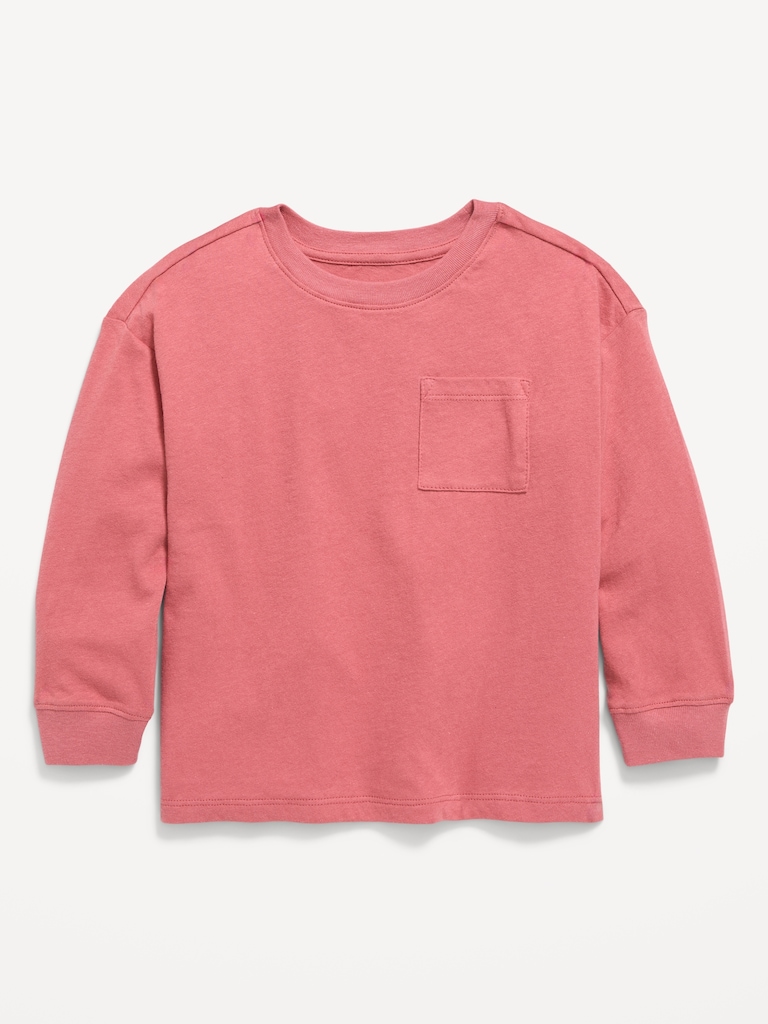 Oversized Long-Sleeve Pocket T-Shirt for Toddler Boys