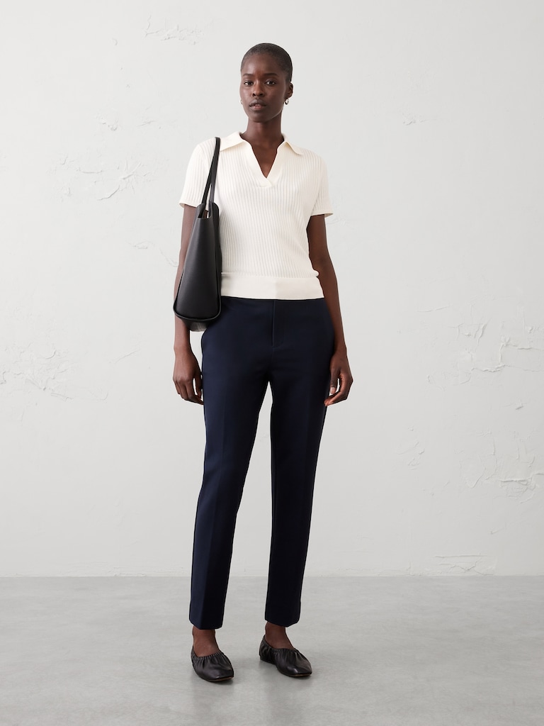 Sloan Slim High-Rise Knit Ponte Ankle Pant