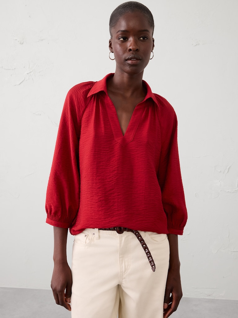 Collared Gathered Top