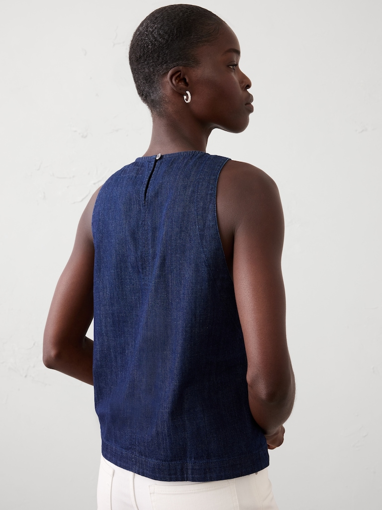 Denim High-Neck Top