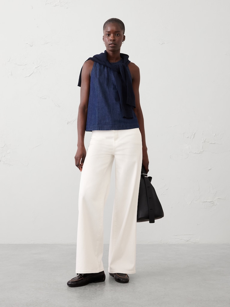 Denim High-Neck Top