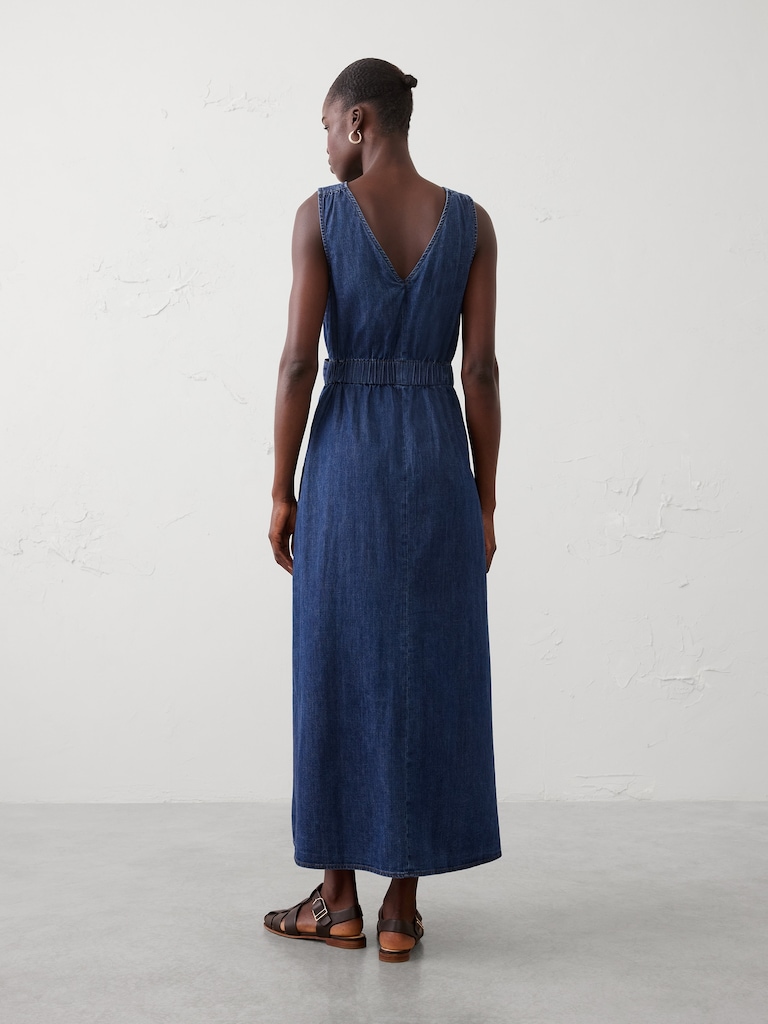 Chambray Belted Maxi Dress