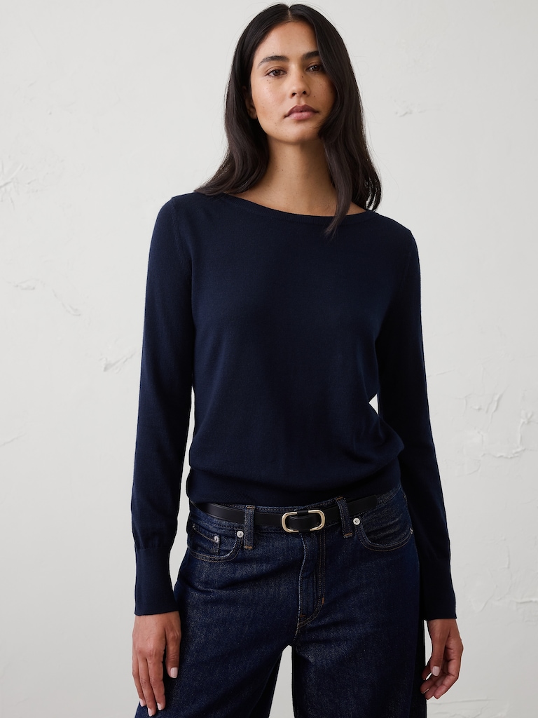 Merino Wool Boat-Neck Sweater