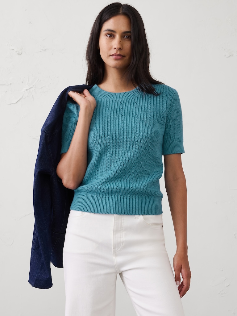 Cotton Ribbed Textured Sweater