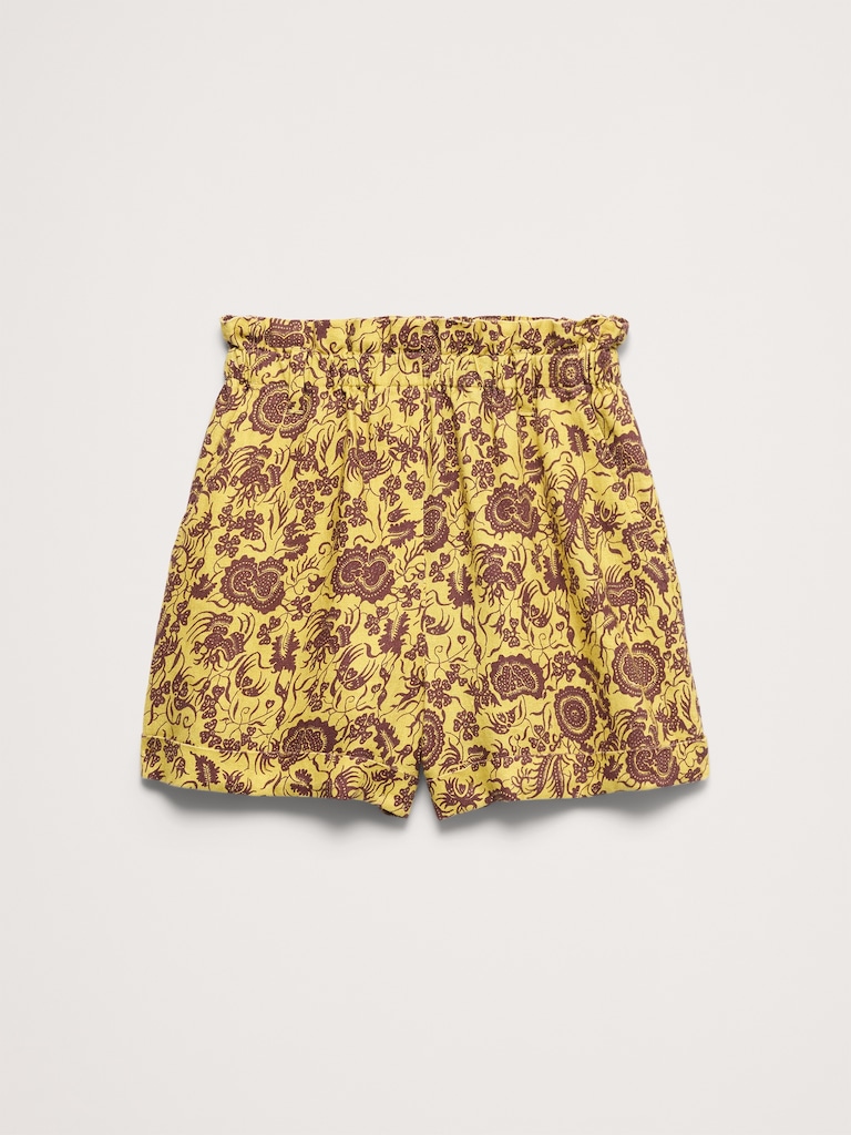 3.5" Paperbag-Waist Pull-On Linen Short
