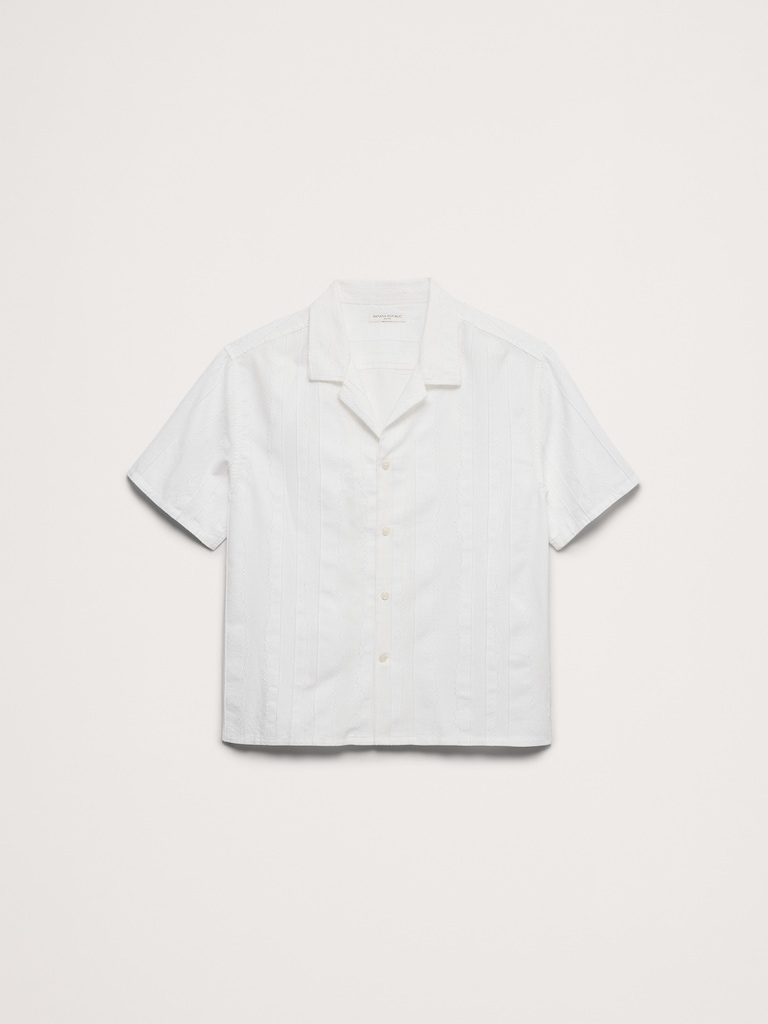 Relaxed-Fit Cotton-Linen Jacquard Resort Shirt