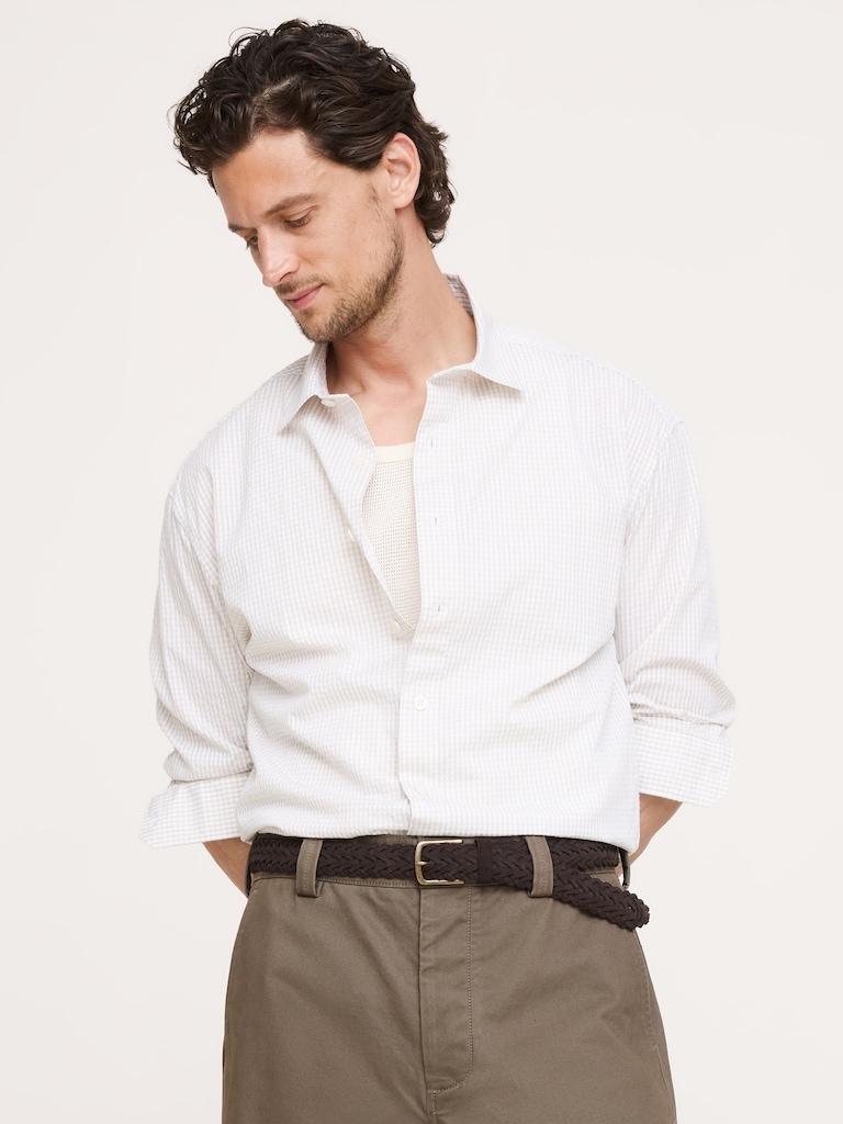 Relaxed-Fit Plaid Seersucker Shirt