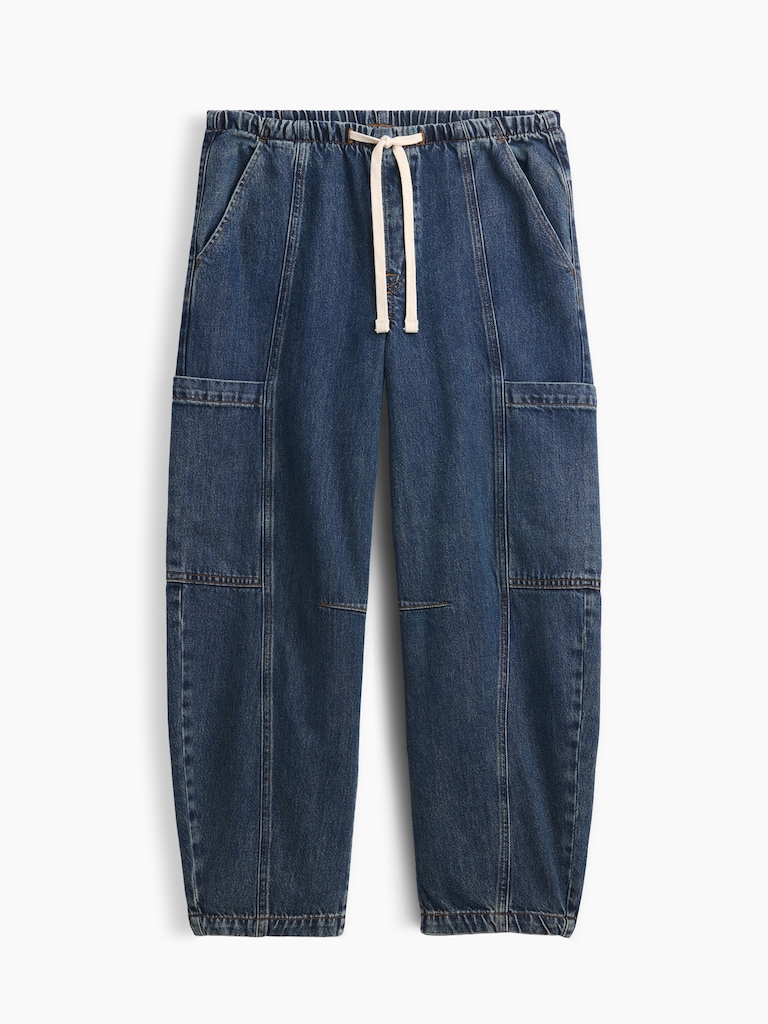 Mid Rise SuperSoft Pull-On Barrel Jeans