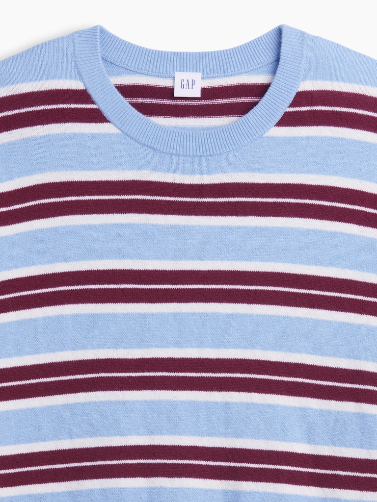 CashSoft Relaxed Stripe Crewneck Sweatshirt