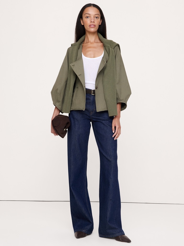 Cotton Canvas Puff-Sleeve Top