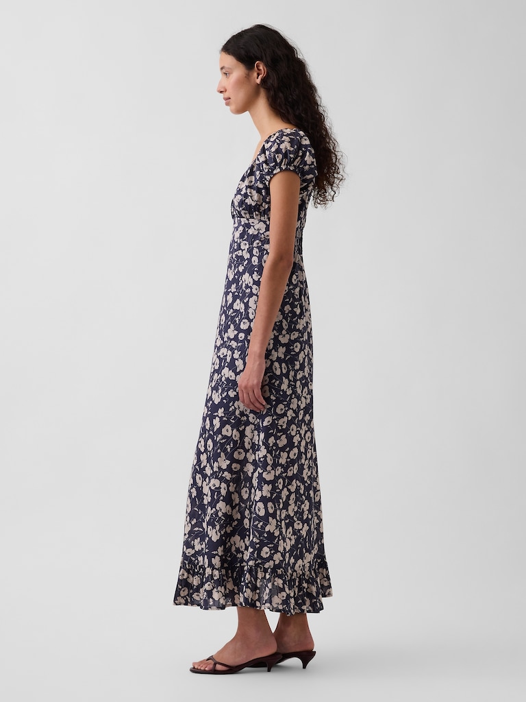 V-Neck Ruffle Hem Maxi Dress